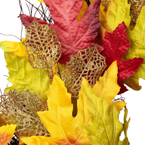 Maple Leaf Artificial Fall Harvest Wreath  22-Inch