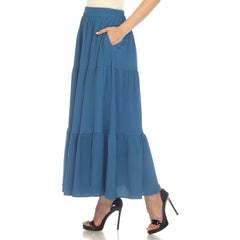 Women's Pleated Tiered Maxi Skirt