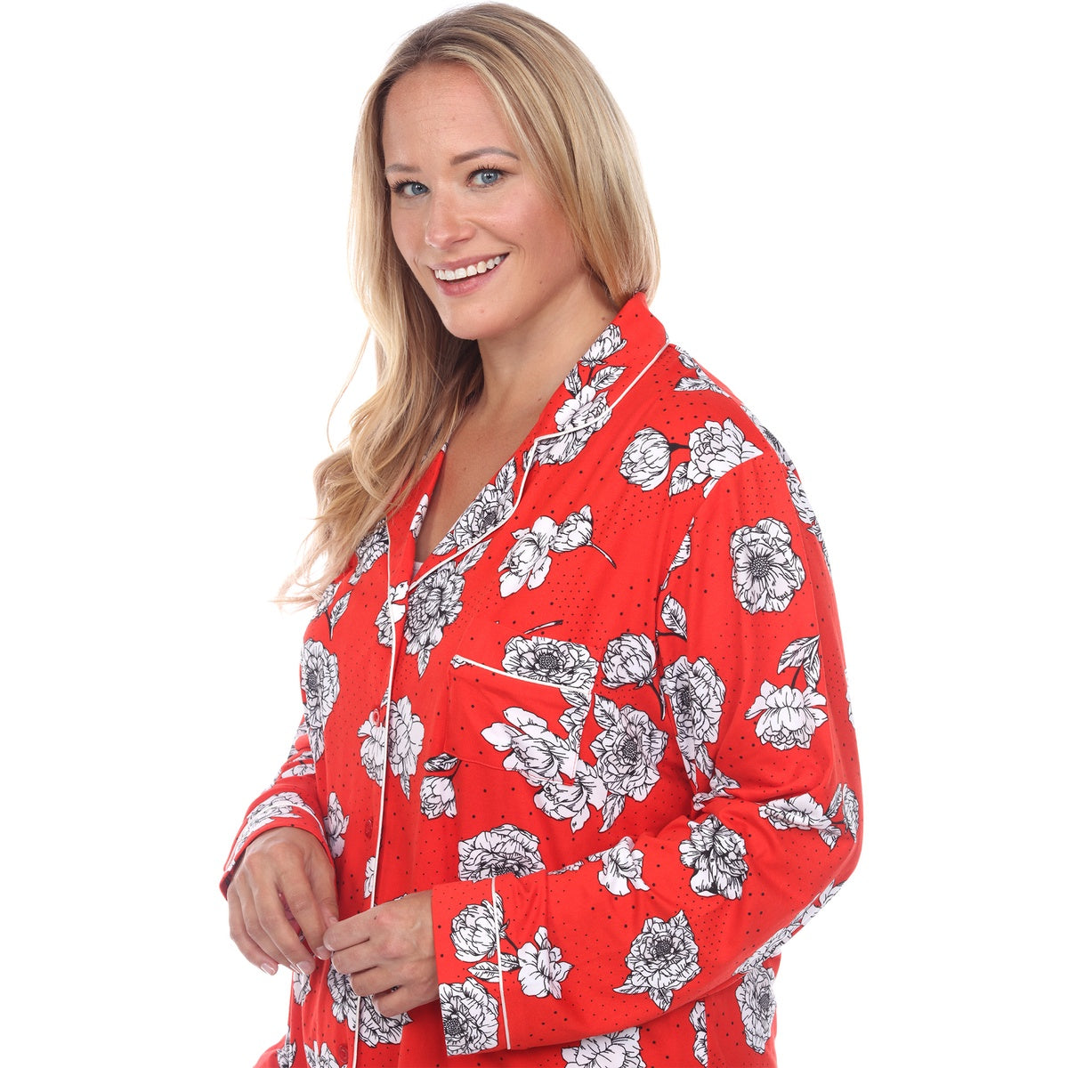  White Mark Plus Size Long Sleeve Floral Pajama Set - 3X - Bonton