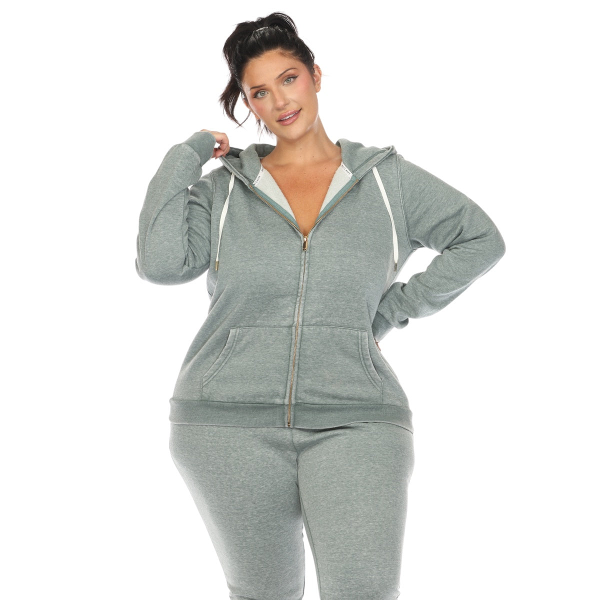  White Mark Plus Size Burnout Jogger Set - 1X - Bonton