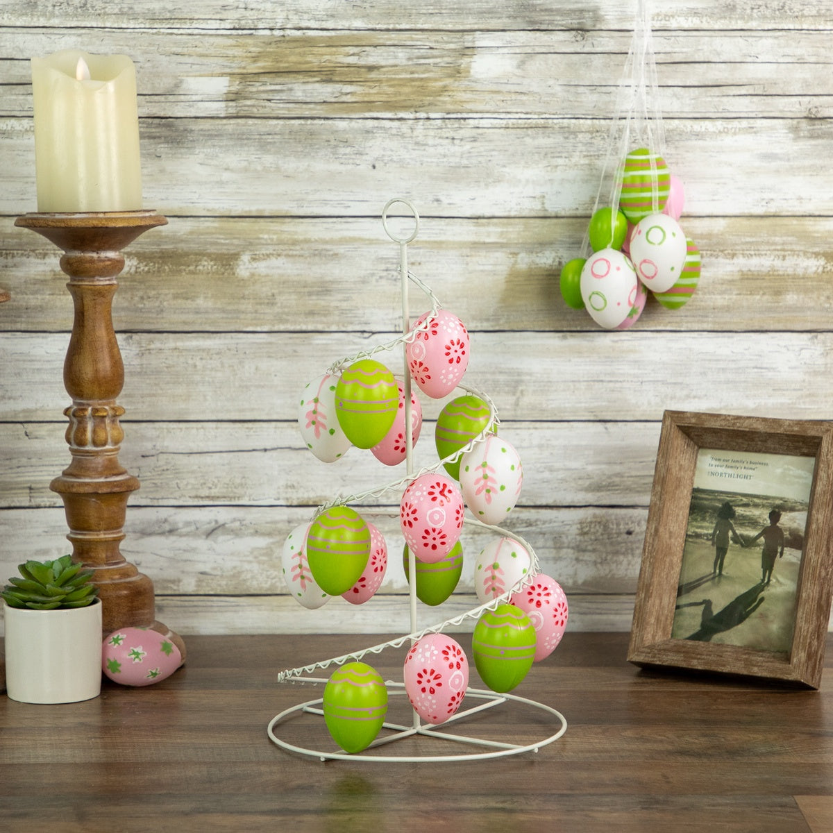  Northlight Floral and Striped Decorative Easter Egg Tree - 14.25