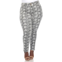 Plus Size Faux Suede Snake Print Pants