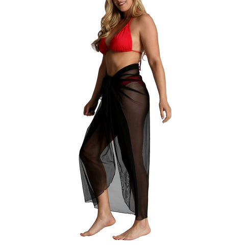 InstantFigure Long Sheer Mesh Cover-Up Sarong 33631