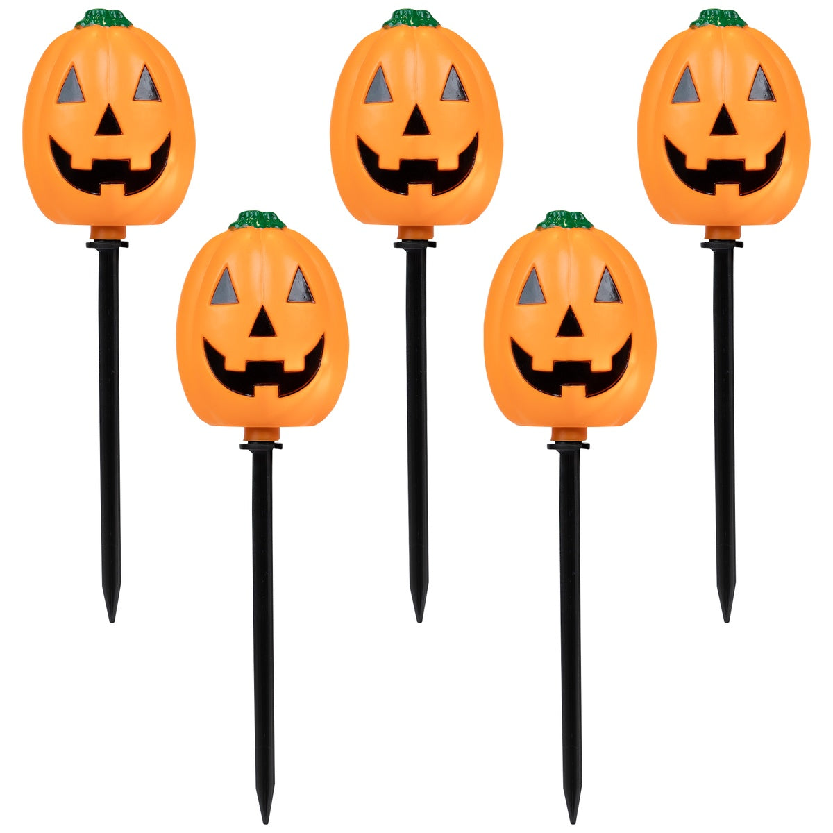 Northlight Jack-O-Lantern Shaped Halloween Pathway Markers - Clear - 3.75' Black Wire - 5ct - Default Title - Bonton