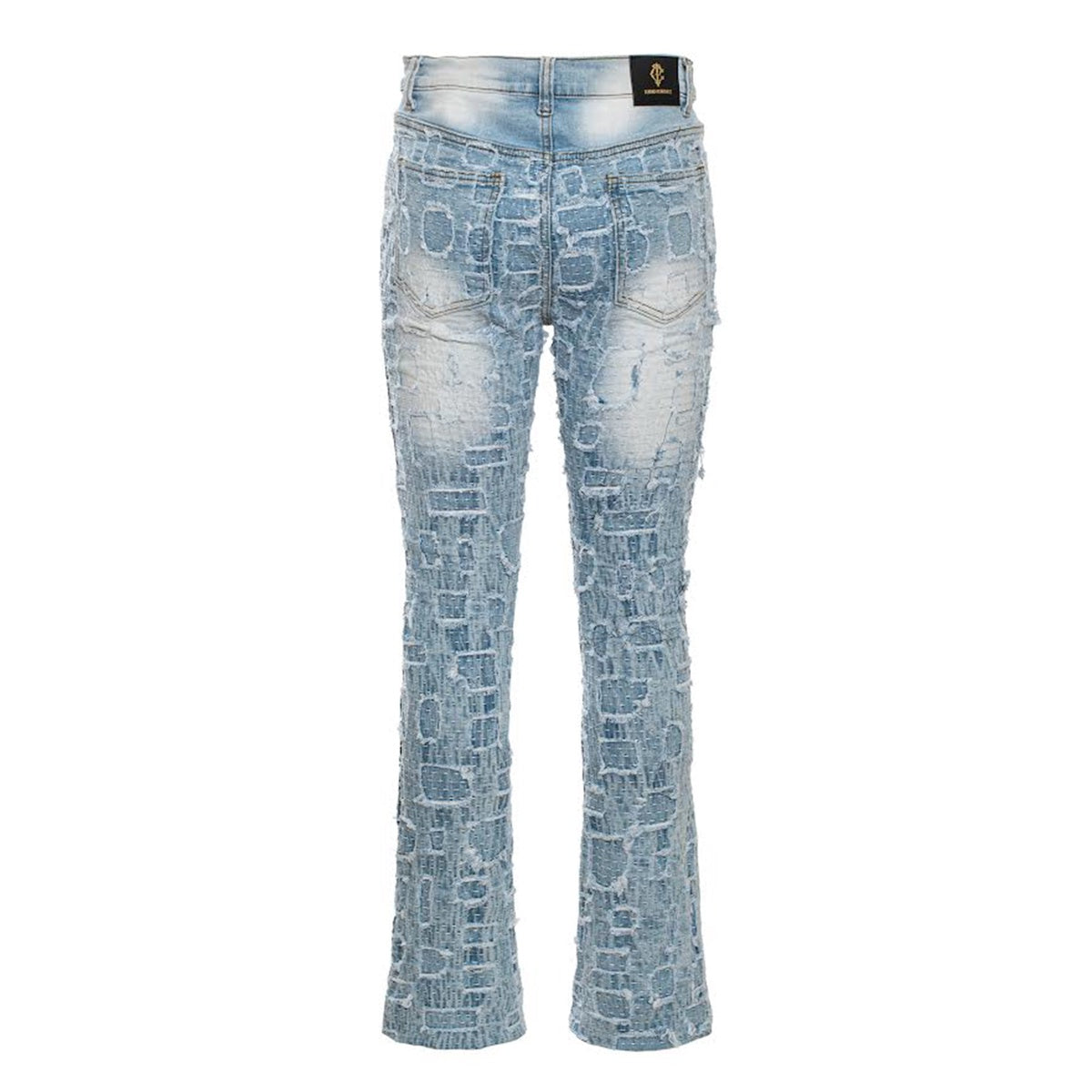  Barocco Patchwork Distressed Denim Jeans - Century Penthouse LIGHT BLUE - LIGHT BLUE - Bonton