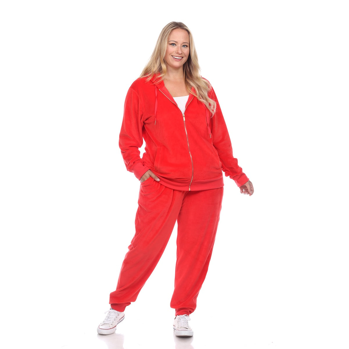  White Mark Plus Size 2 Piece Velour Tracksuit Set - 3X - Bonton