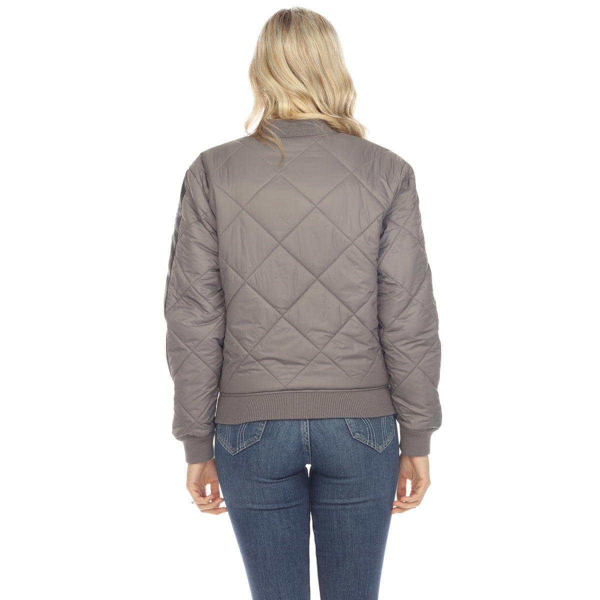  White Mark Women's Lightweight Diamond Quilted Puffer Bomber Jacket - Small - Bonton