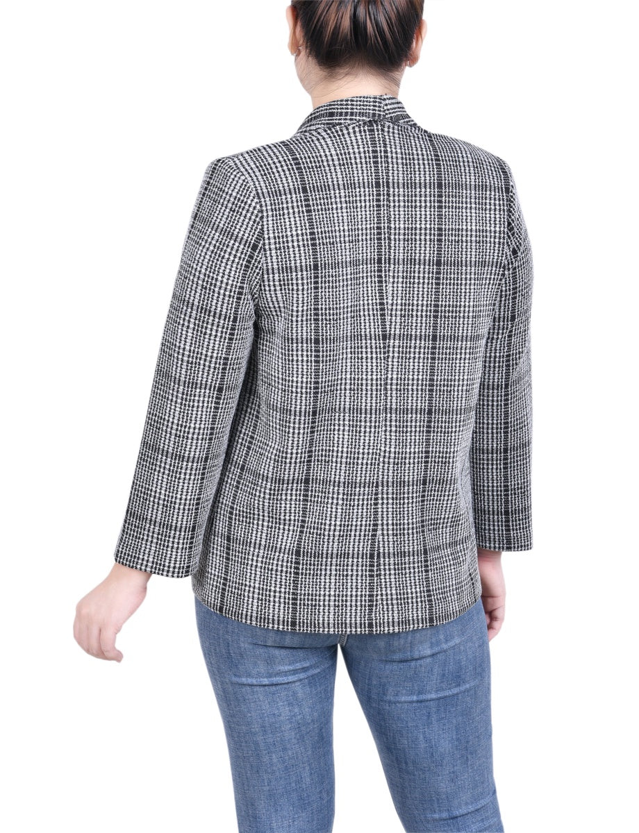  NY Collection Long Sleeve Ponte Jacket - Plum Caspia - Bonton