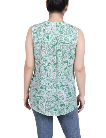 Sleeveless Pintucked Blouse