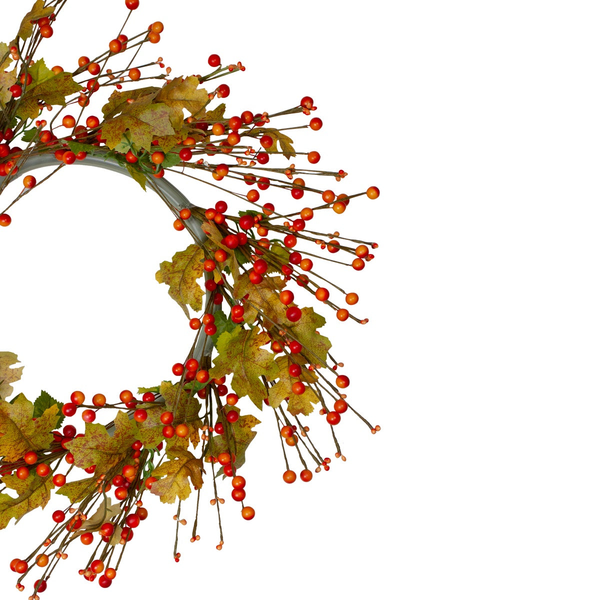  Northlight Orange Berries and Yellow Leaves Fall Harvest Artificial Wreath  22