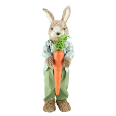 Spring Sisal Standing Bunny Rabbit Figure With Carrot - 19"