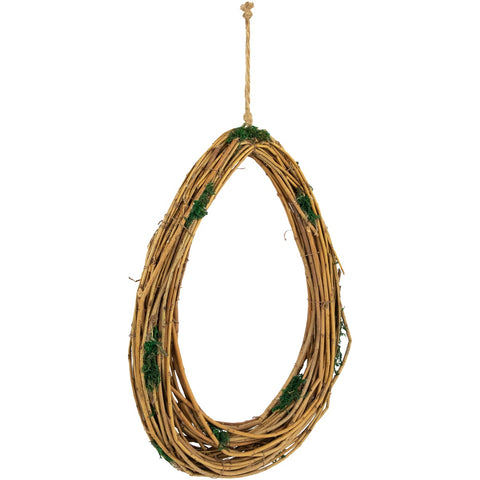 Natural Grapevine and Twig Oval Spring Wreath With Moss - 15.25"