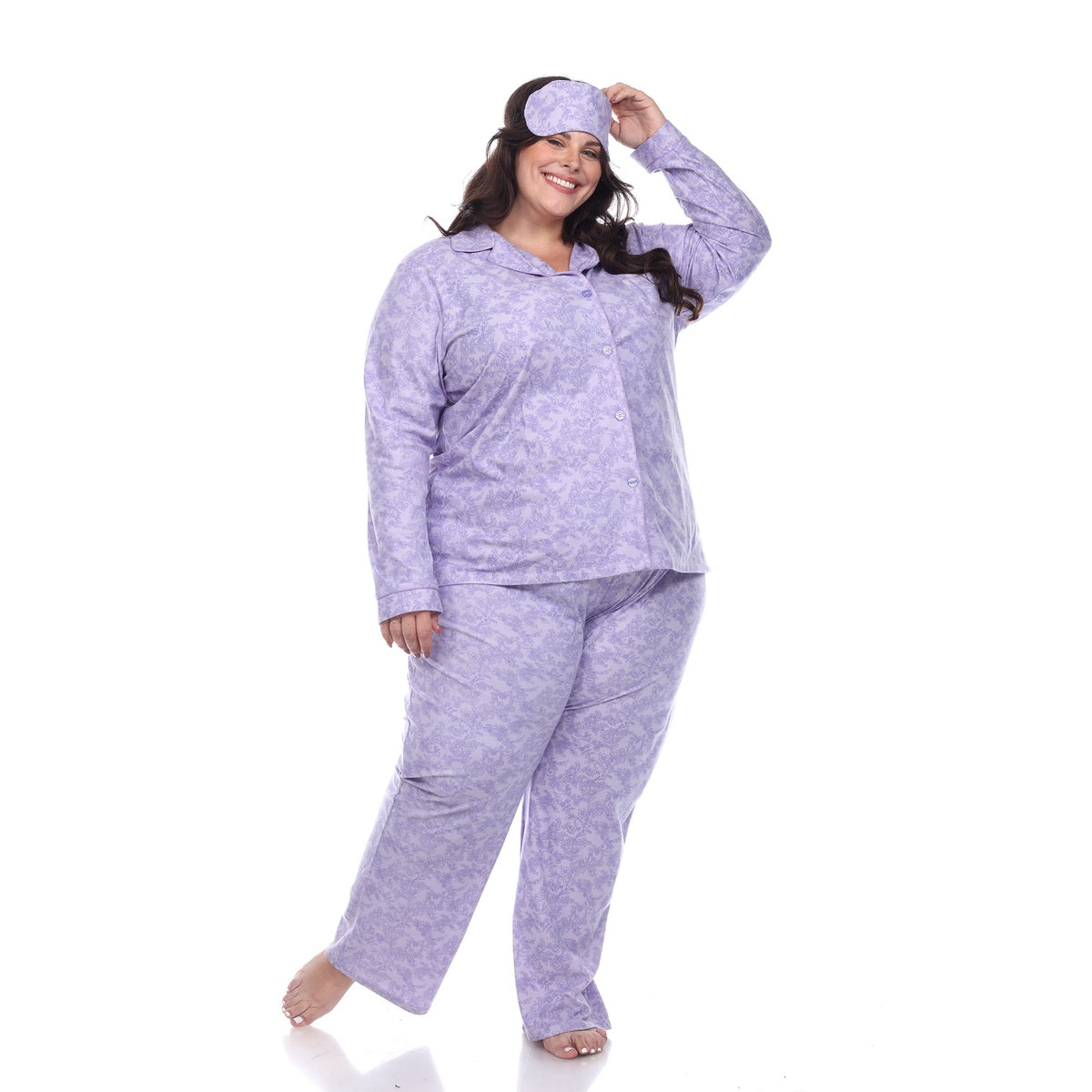  White Mark Plus Size Three-Piece Pajama Set - 1X - Bonton