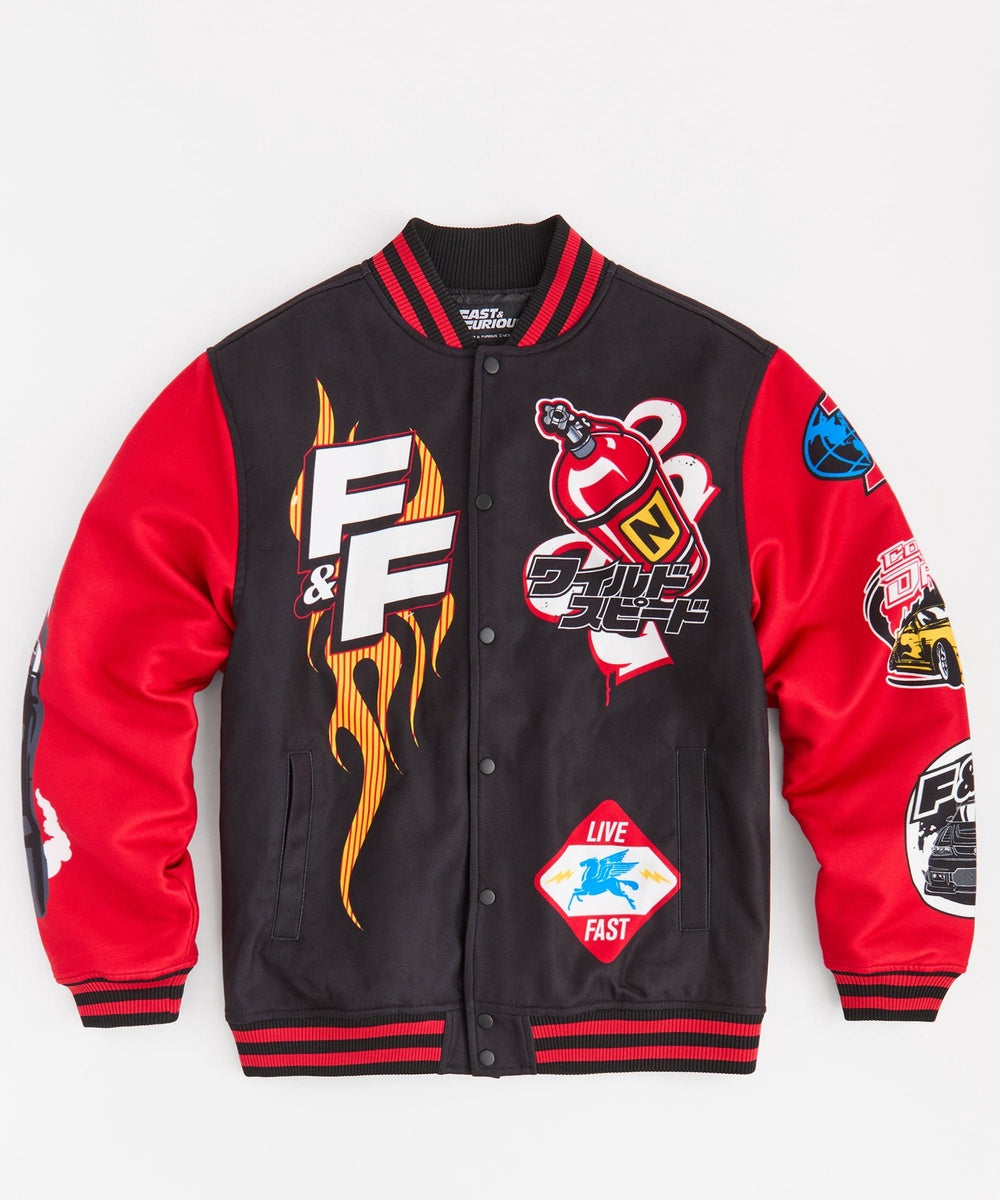  Reason Clothing Fast & Furious Control the Drift Varsity Jacket - Black - BLACK - Bonton