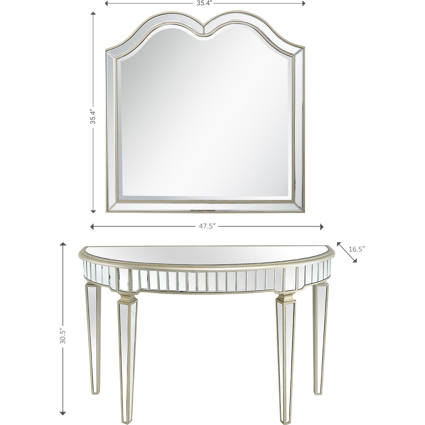  Camden Isle Marilyn Wall Mirror and Console Table - Mirror - Bonton