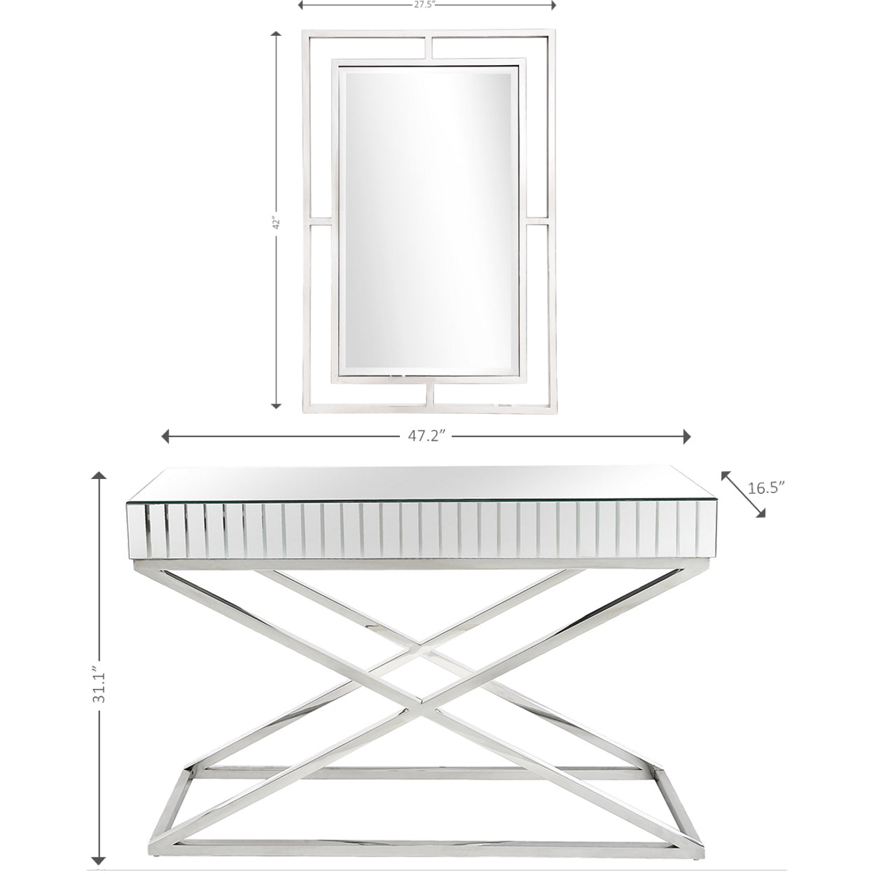 Camden Isle Kinney Wall Mirror and Console Table - Mirror - Bonton
