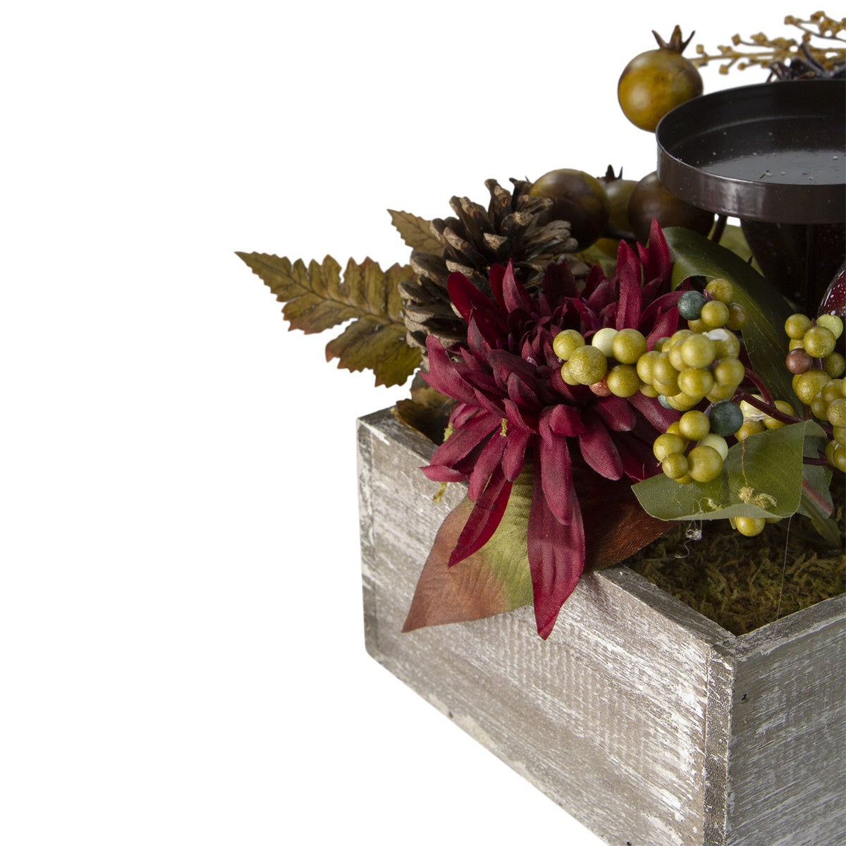  Northlight Autumn Harvest Triple Candle Holder in a Rustic Wooden Box Centerpiece - 24