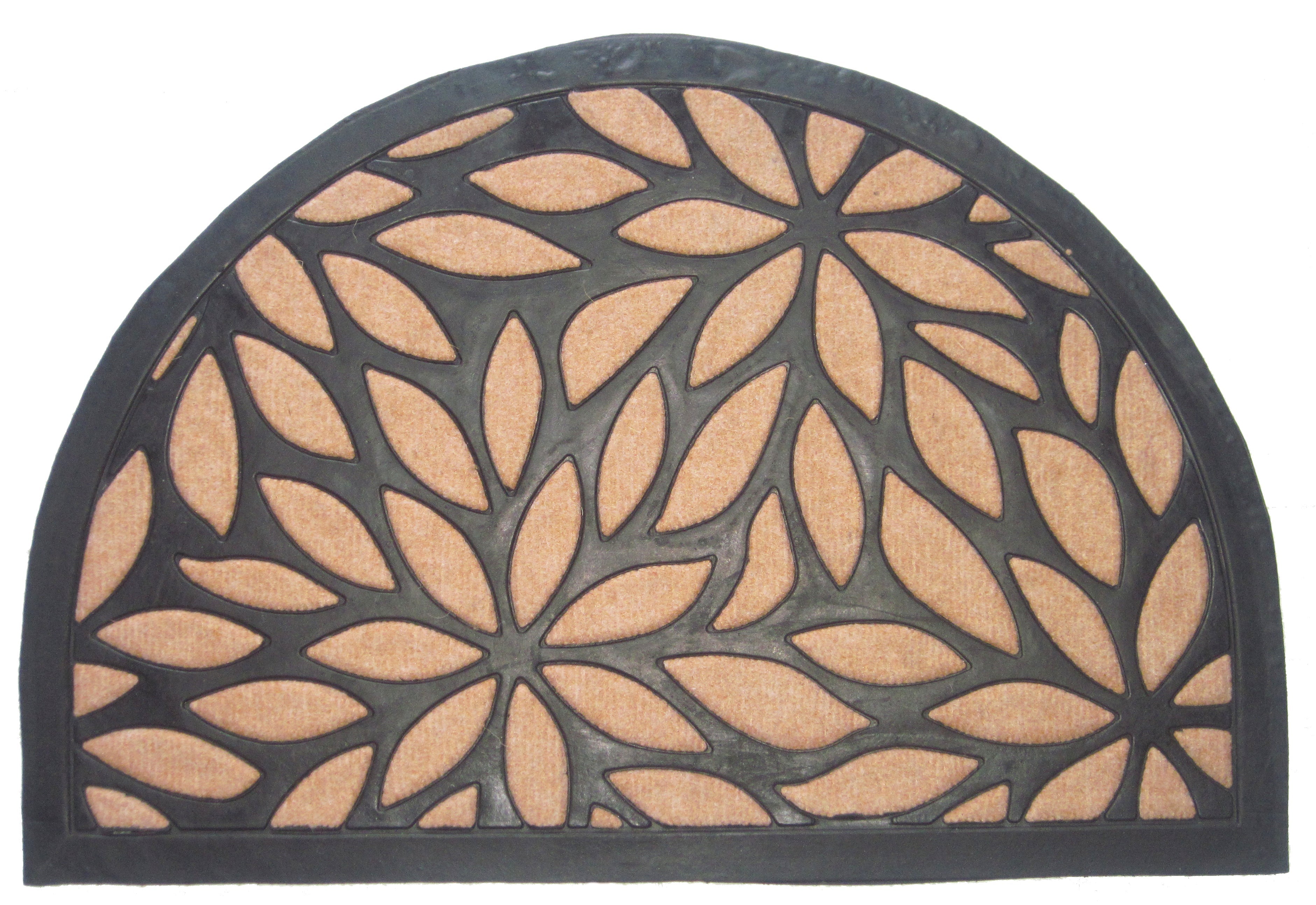  Imports Decor Brown Petals Half Round Doormat - N/A - Bonton