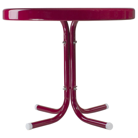 22" Outdoor Retro Tulip Steel Side Table  Pink
