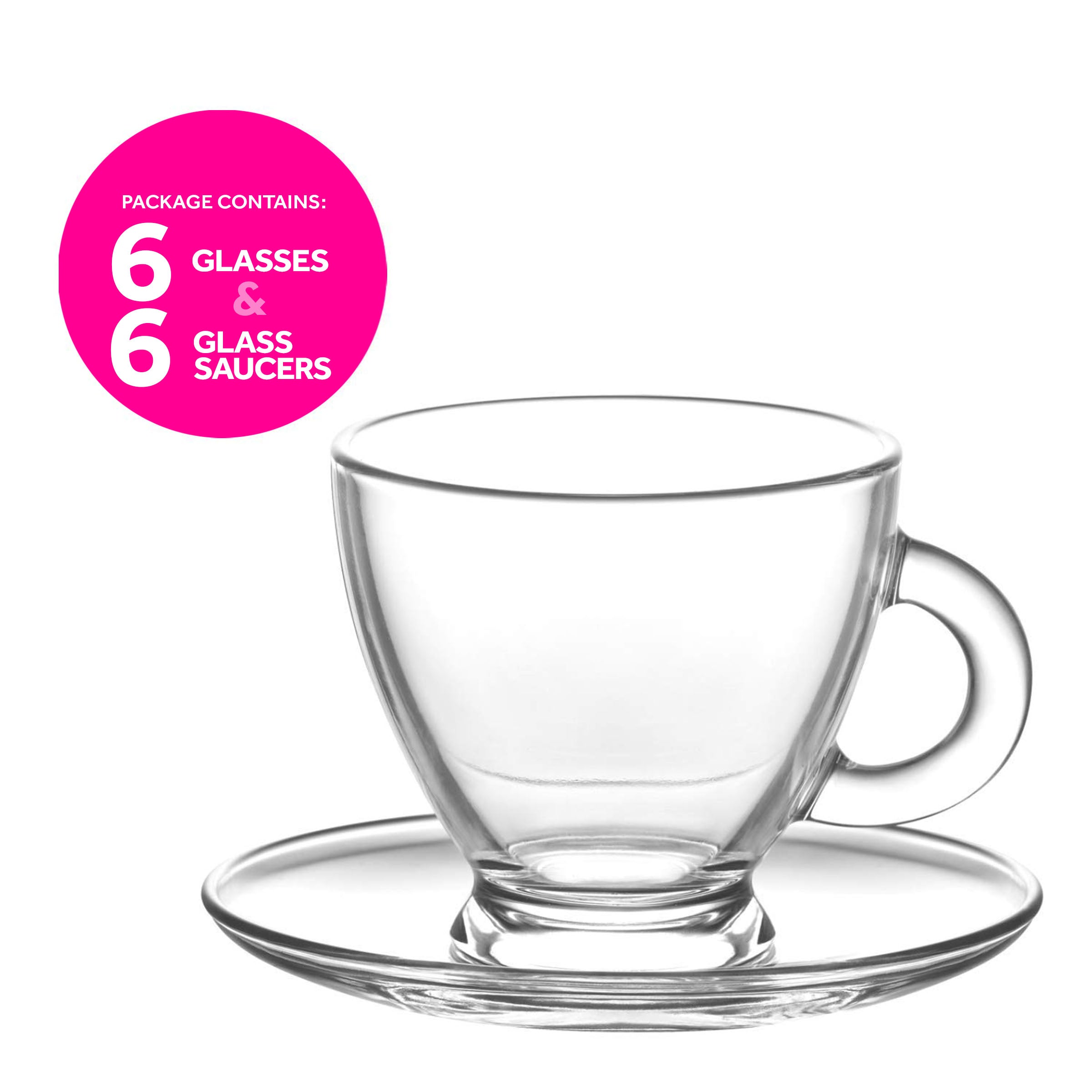  LAV Roma Glass Espresso Cups and Saucers 12-Piece Set - Clear - Bonton