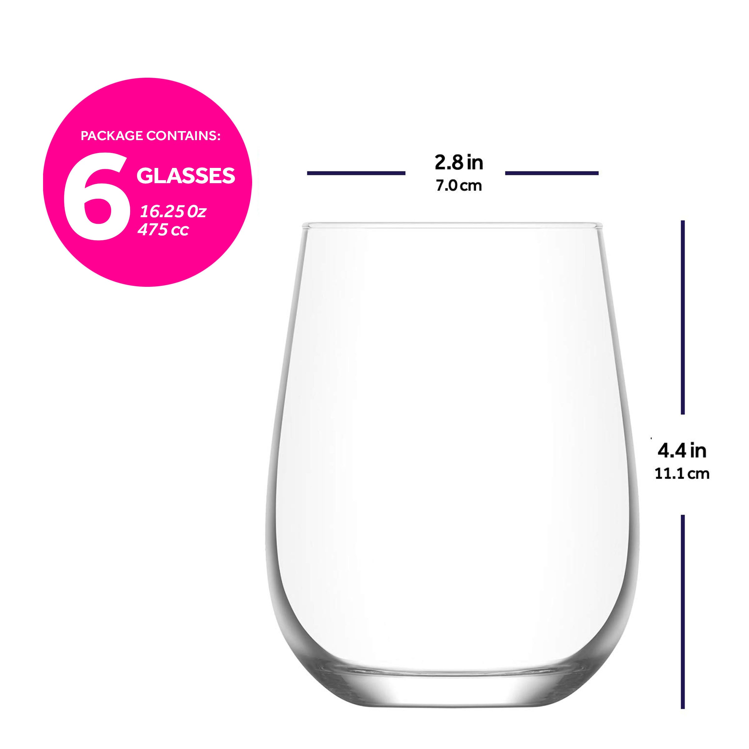  LAV Gaia Stemless Wine Glass 6-Piece Set - Clear - Bonton