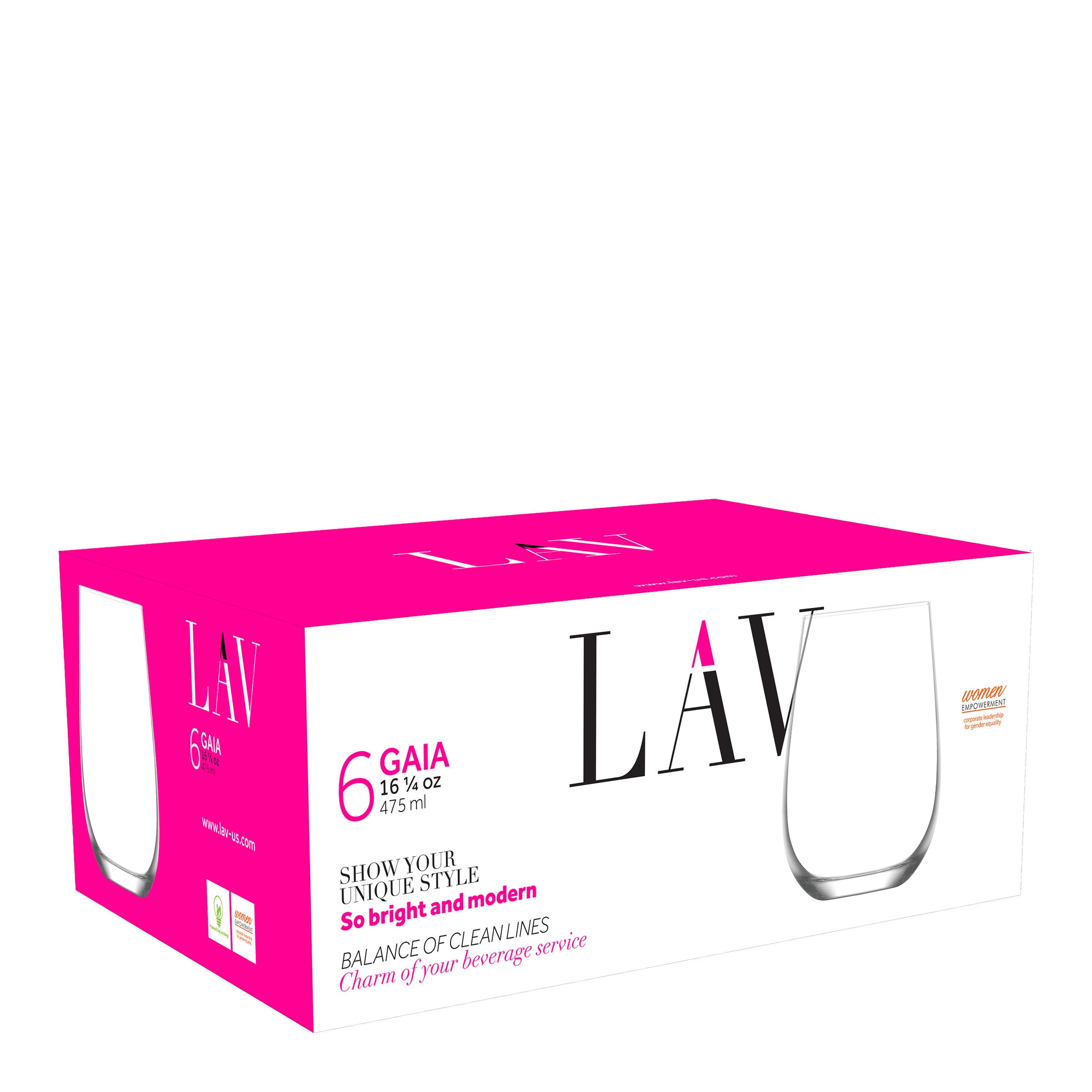  LAV Gaia Stemless Wine Glass 6-Piece Set - Clear - Bonton