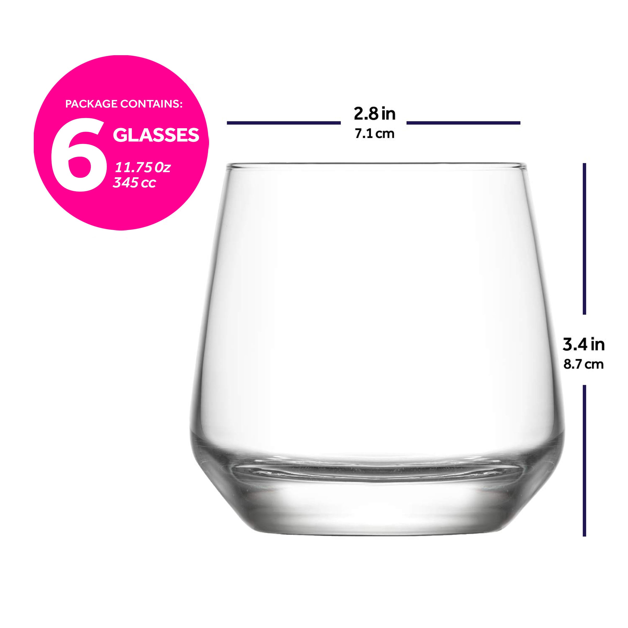  LAV Lal Wine & Whiskey & Drinking Glasses 18-Piece Set - Clear - Bonton