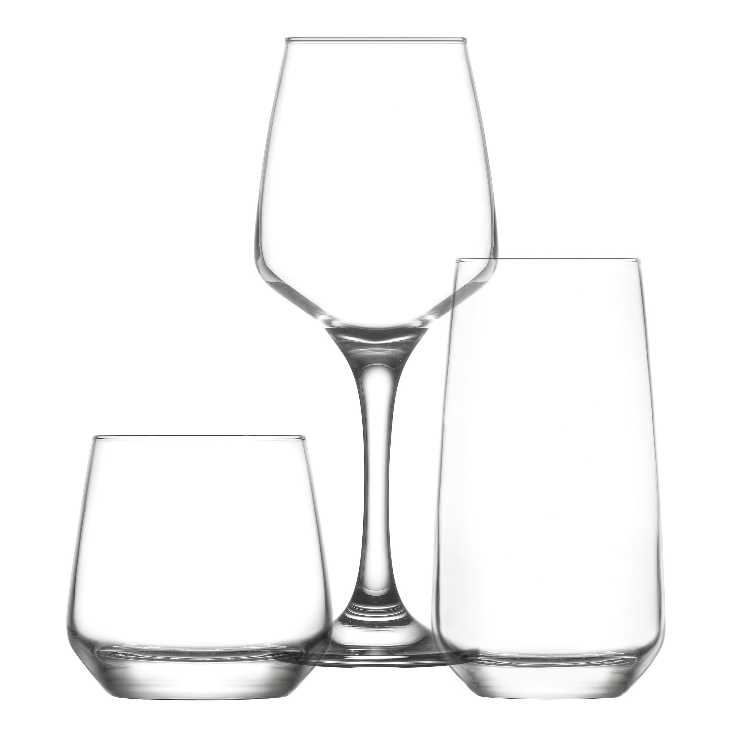  LAV Lal Wine & Whiskey & Drinking Glasses 18-Piece Set - Clear - Bonton