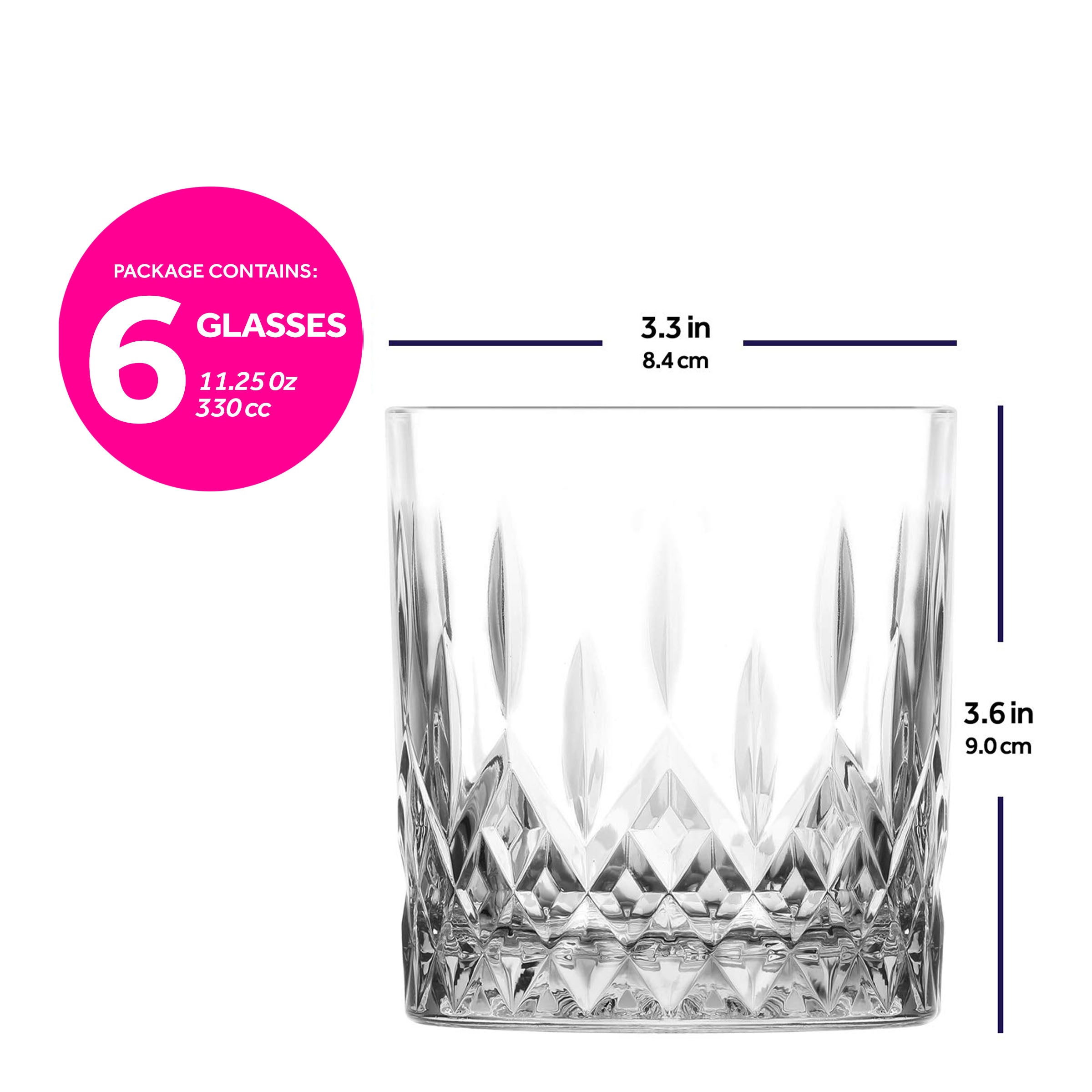  LAV Odin Old Fashioned Glass 6-Piece Set - Clear - Bonton