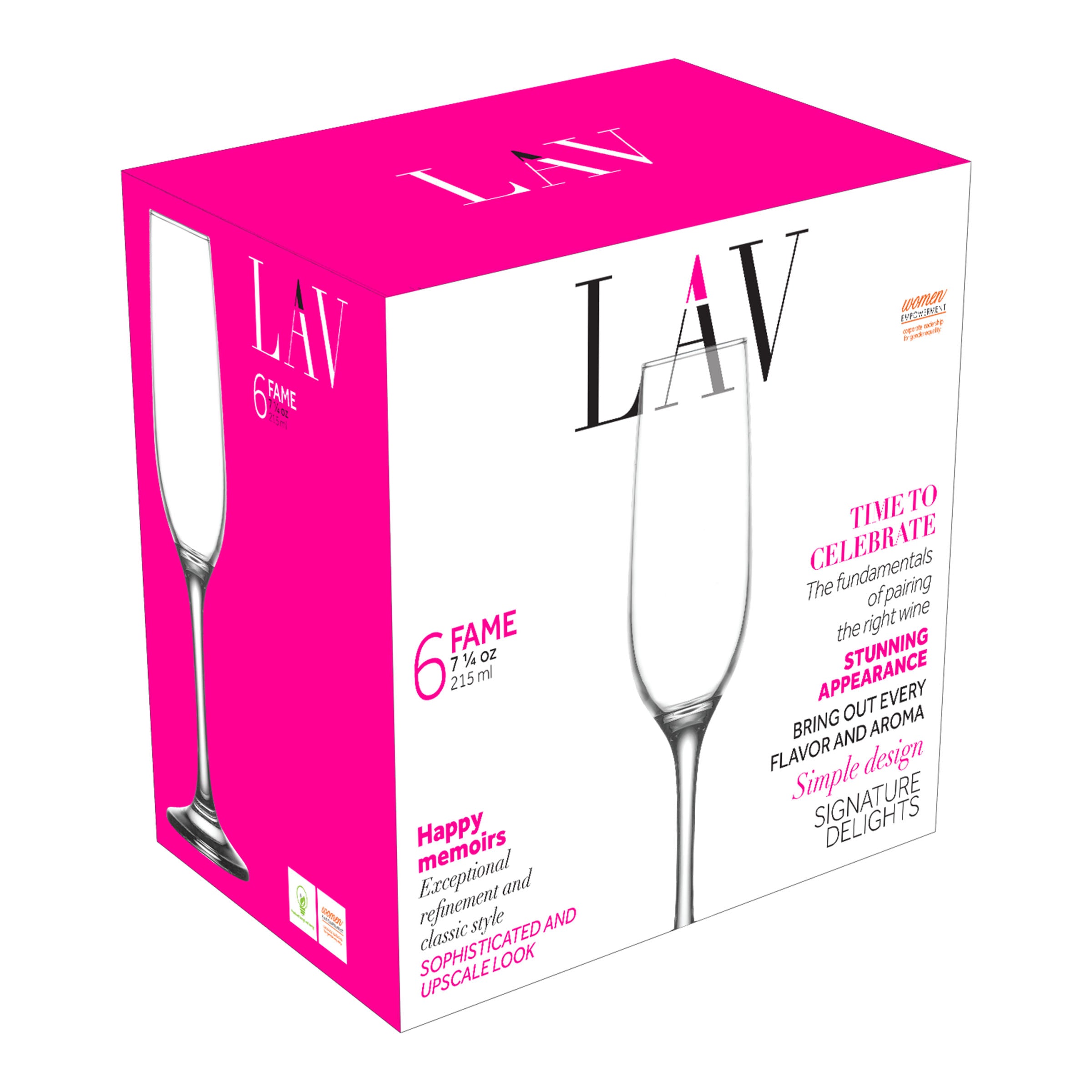  LAV Fame Champagne Flute 6-Piece Set - Clear - Bonton