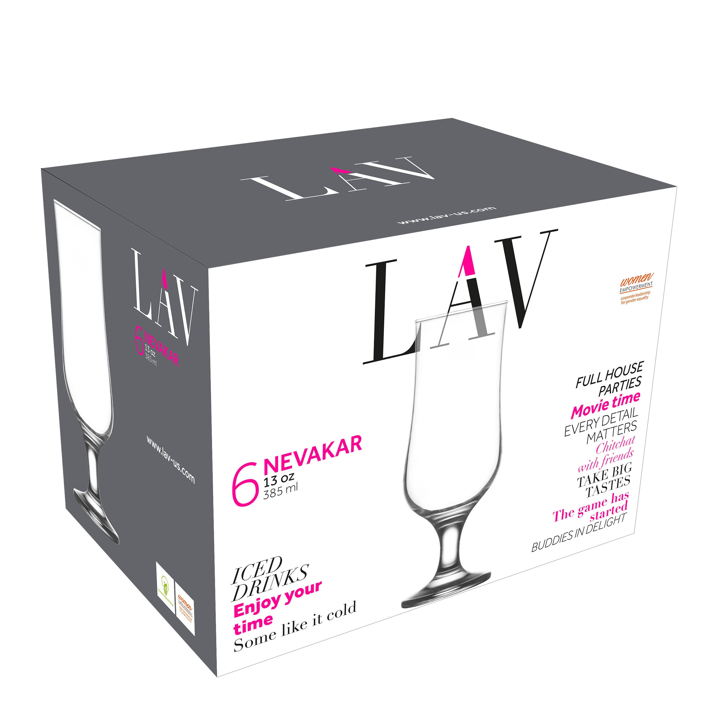  LAV Nevakar Hurricane Cocktail Glasses 6-Piece Set - Clear - Bonton