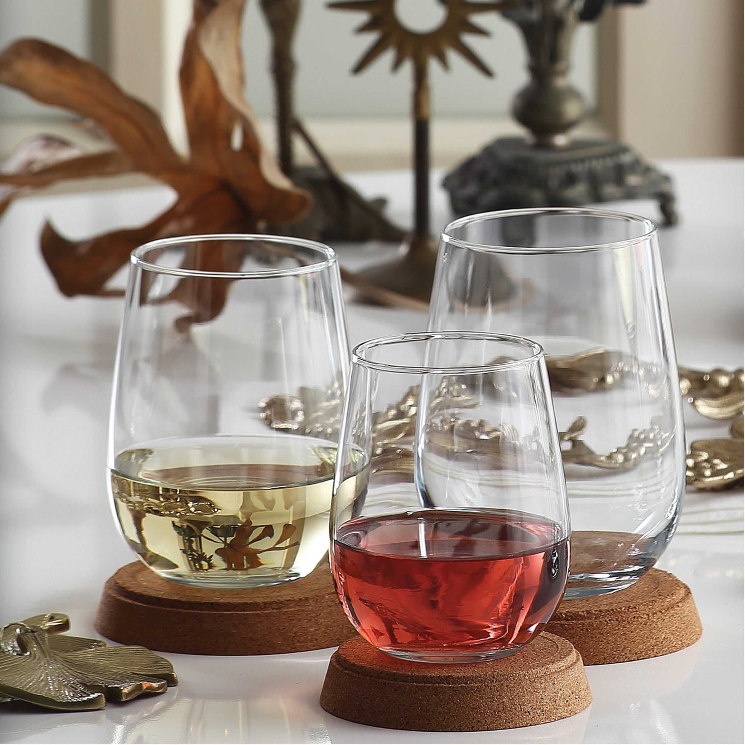  LAV Gaia Stemless Wine Glasses 12-Piece Set - Clear - Bonton