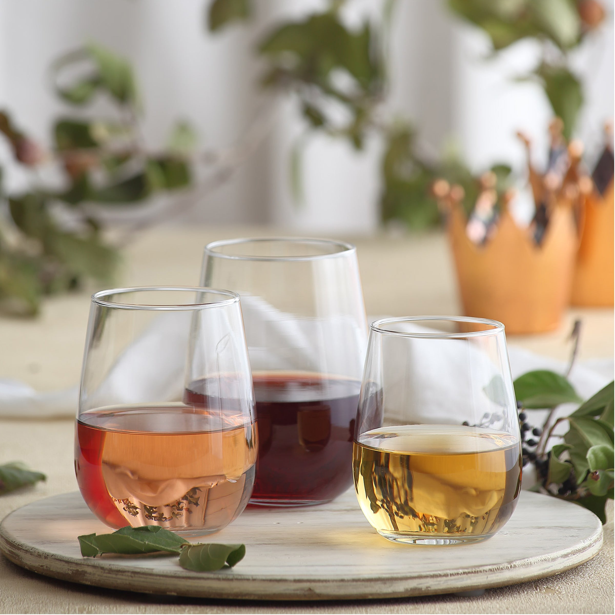  LAV Gaia Stemless Wine Glasses 12-Piece Set - Clear - Bonton