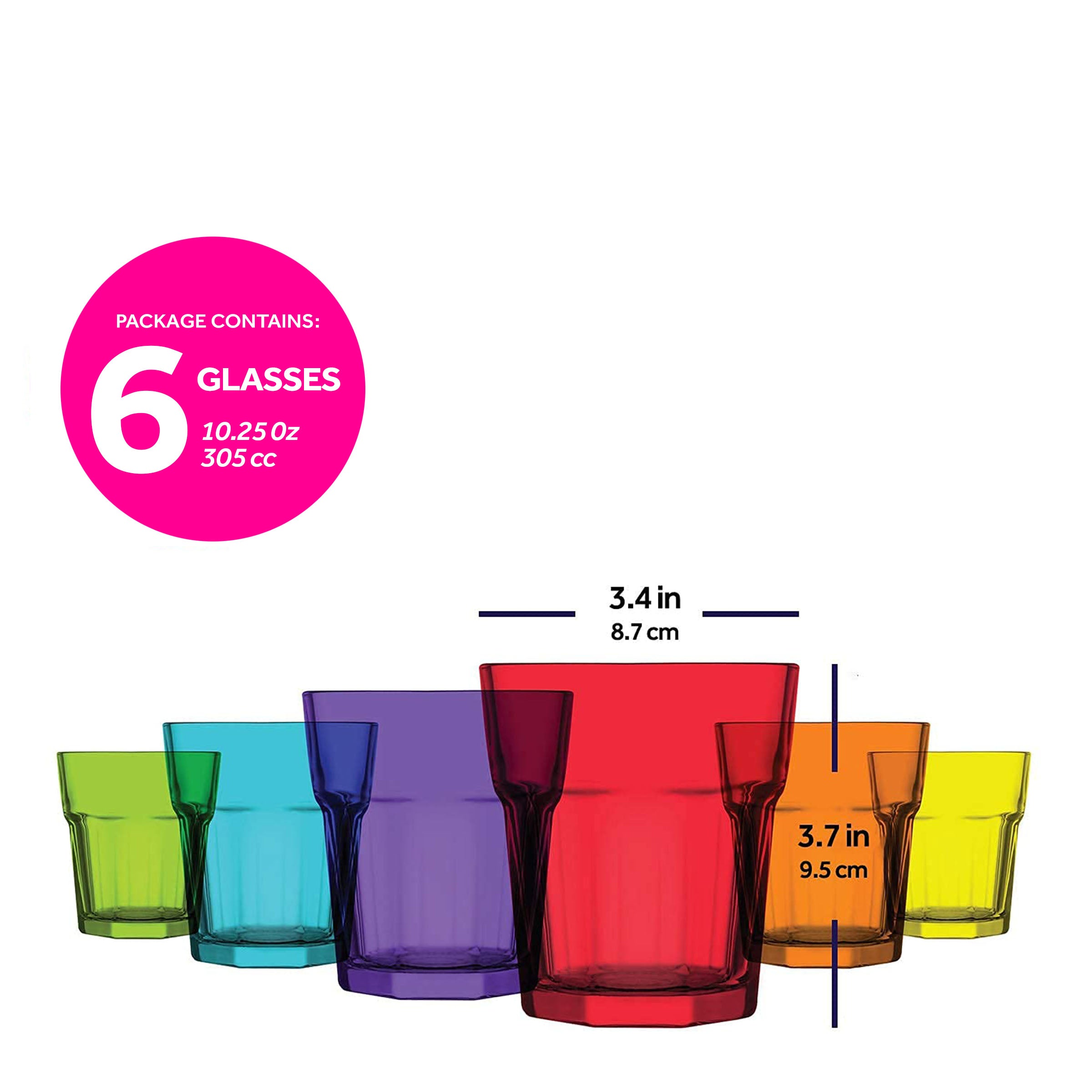  LAV Aras Multi Colored Glass Tumblers 6-Piece Set - Multi - Bonton