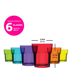 Aras Multi Colored Glass Tumblers 6-Piece Set