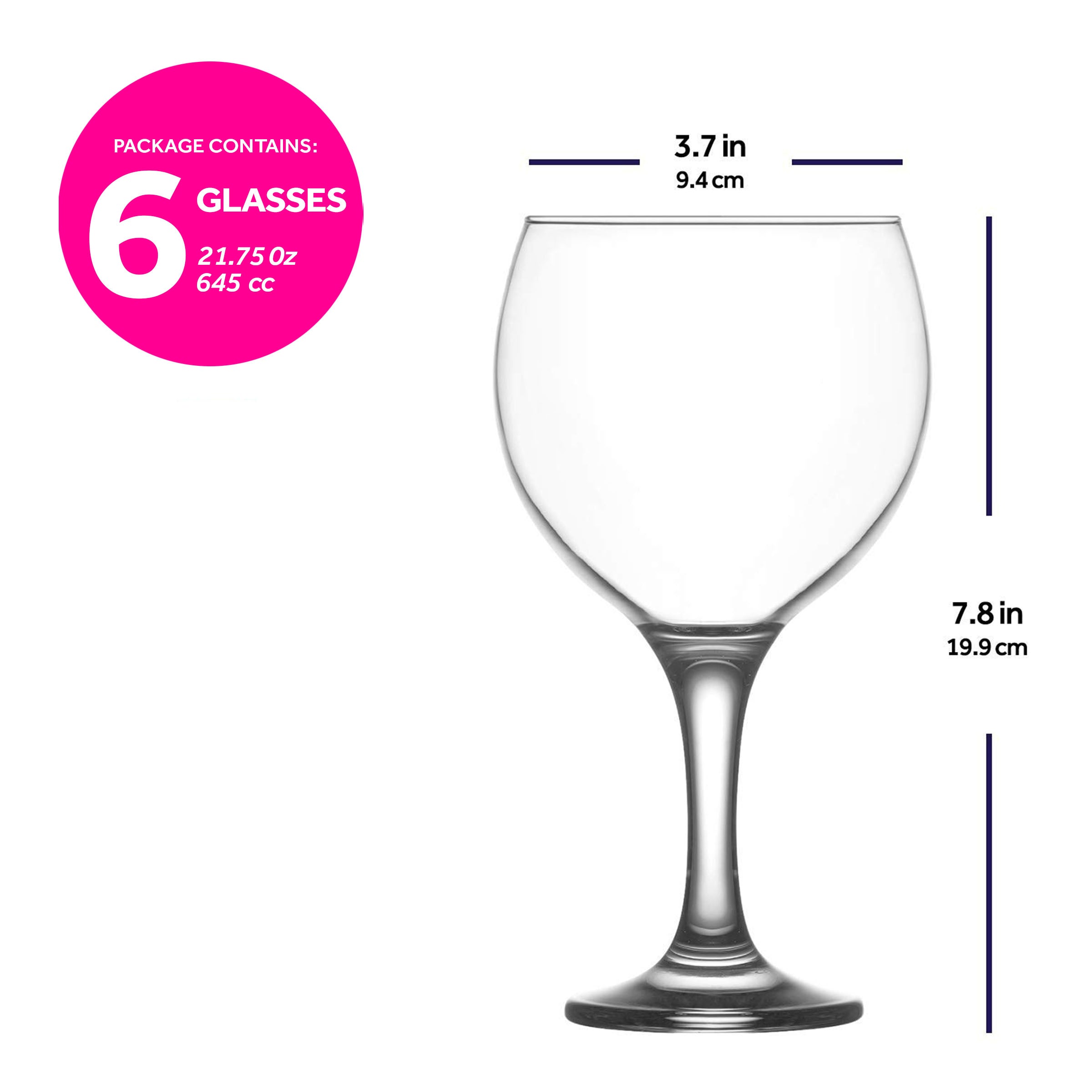  LAV Misket Balloon Gin Glasses 6-Piece Set - Clear - Bonton