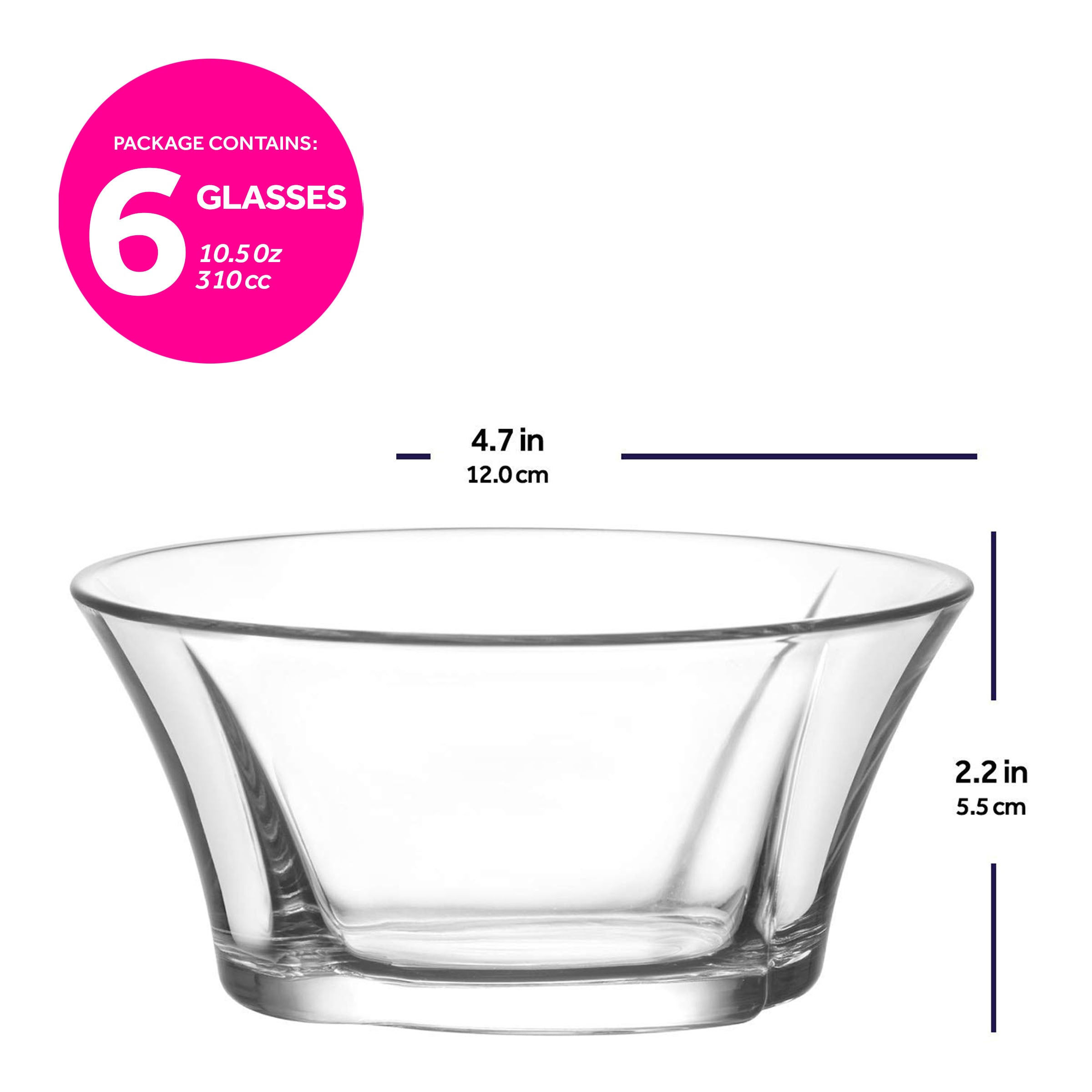  LAV Truva Glass Bowls for Snacks and Desserts 6-Piece Set - Clear - Bonton