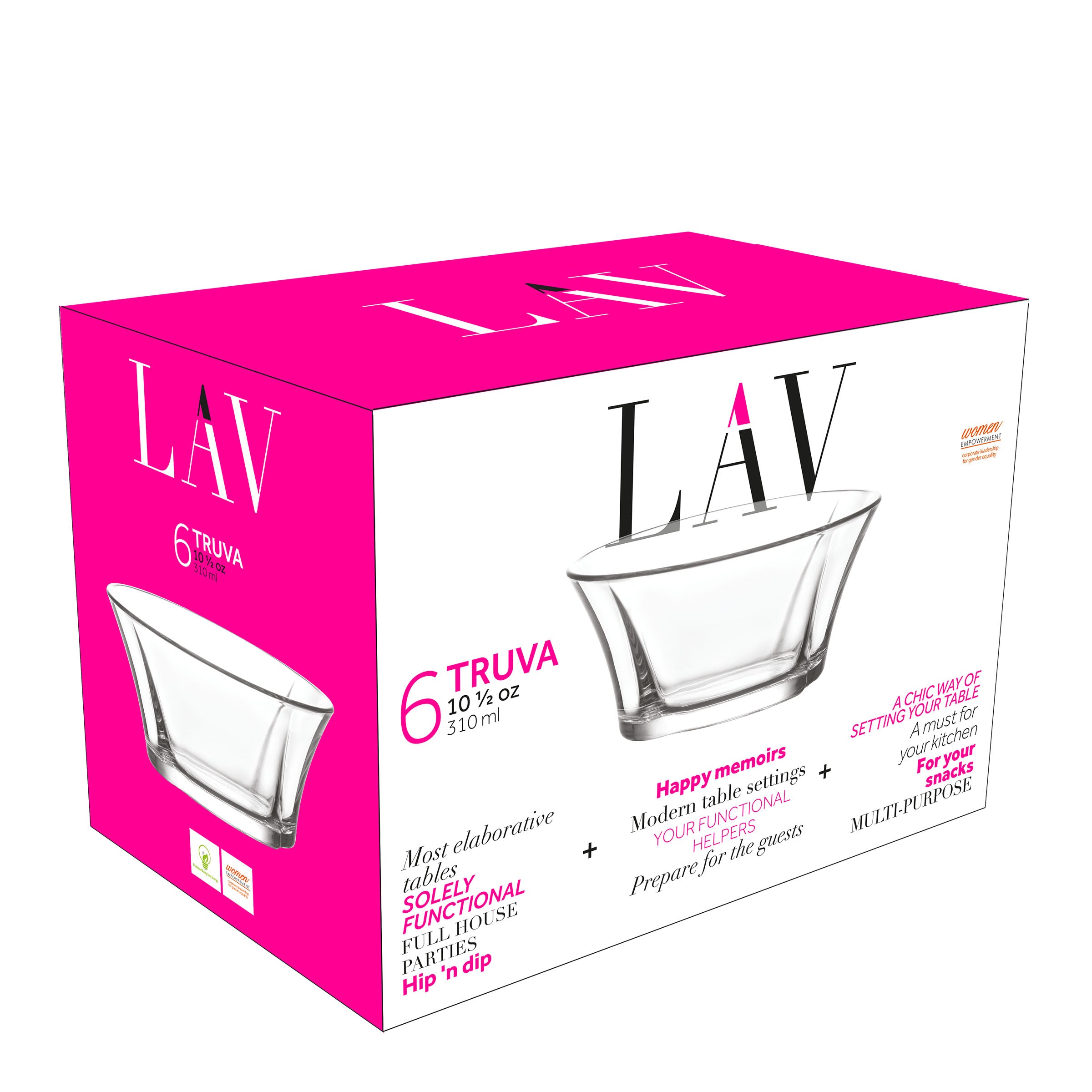  LAV Truva Glass Bowls for Snacks and Desserts 6-Piece Set - Clear - Bonton