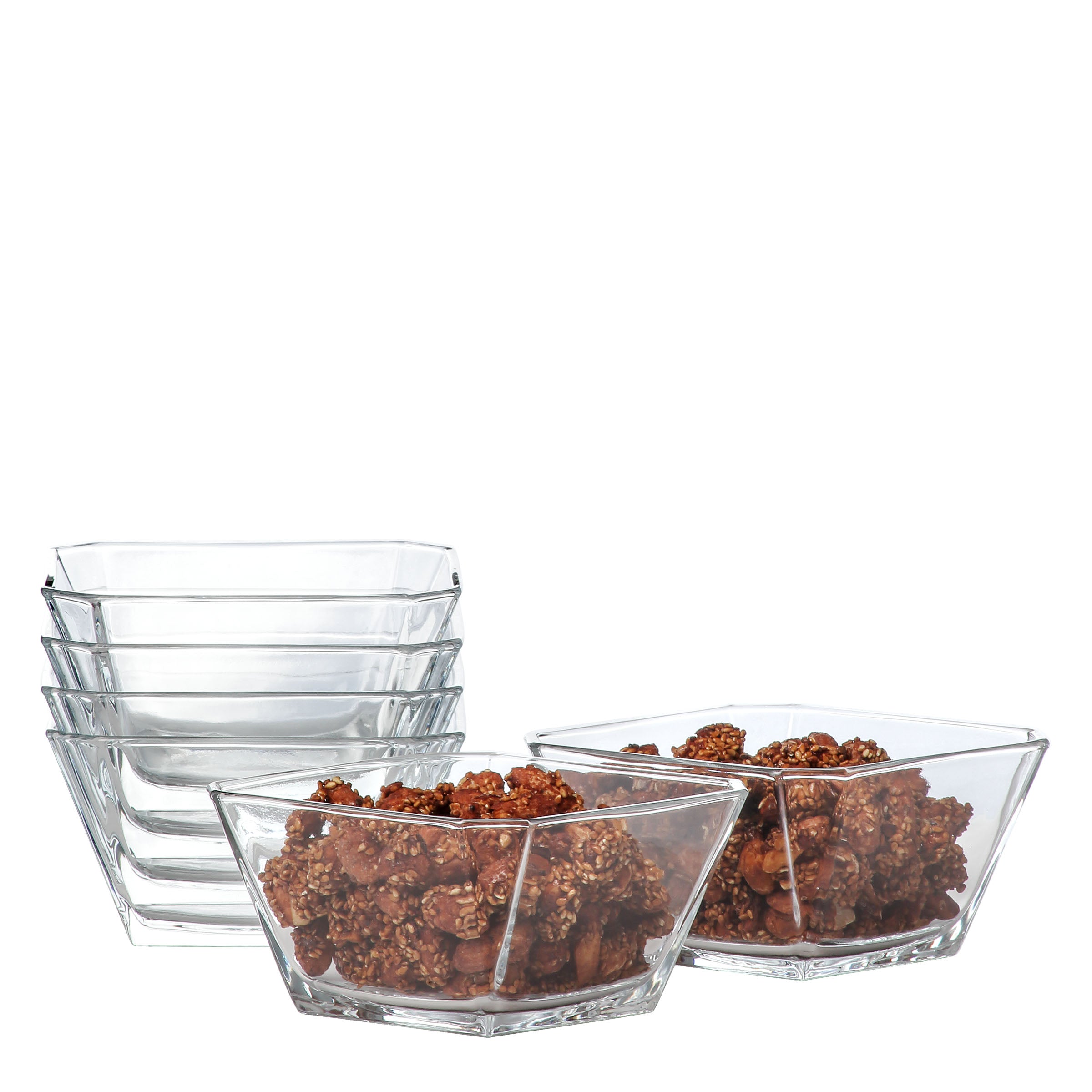  LAV Karen Glass Serving Bowls 6-Piece Set - Clear - Bonton