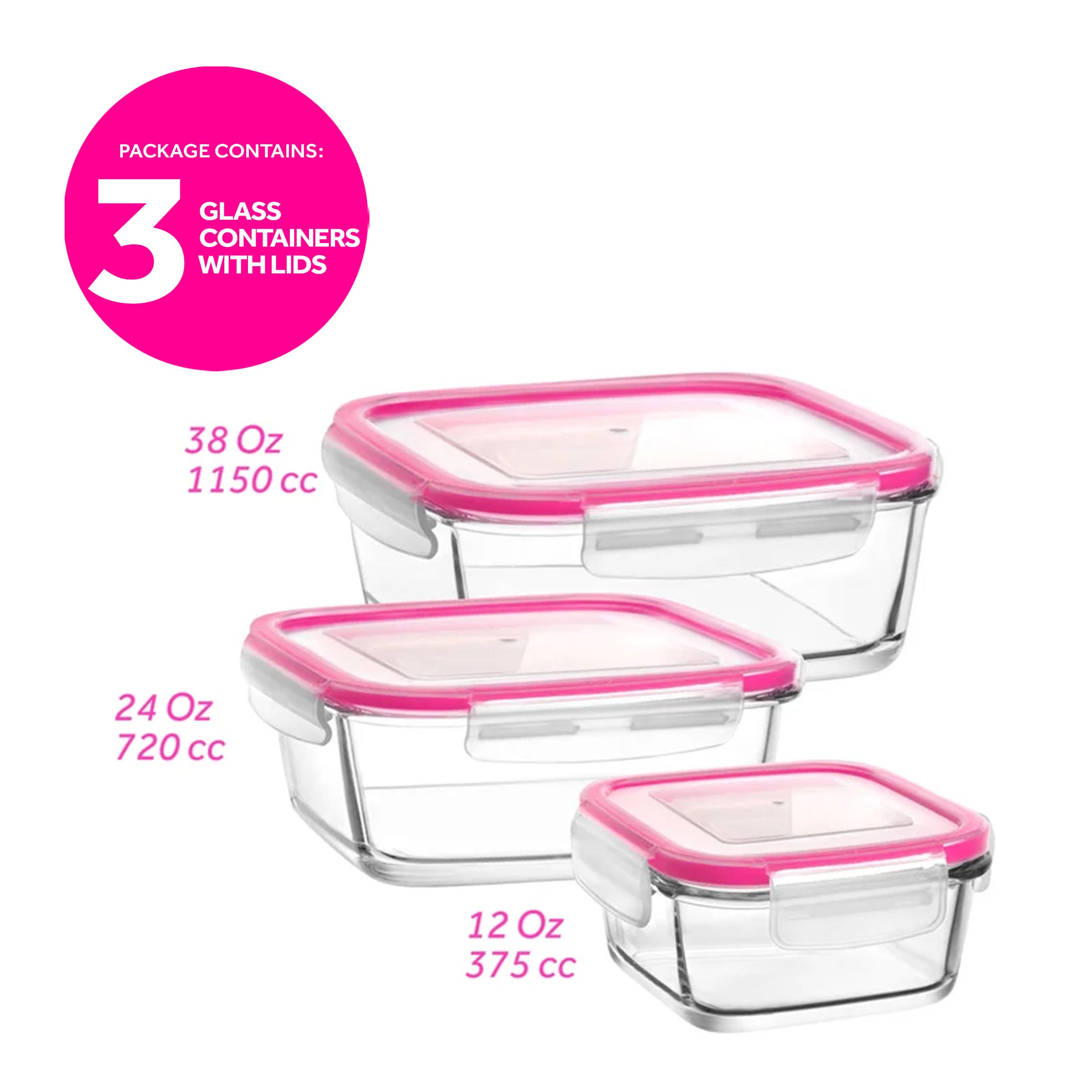  LAV Fresco Glass Food Storage Container 6 Piece Set - Clear - Bonton