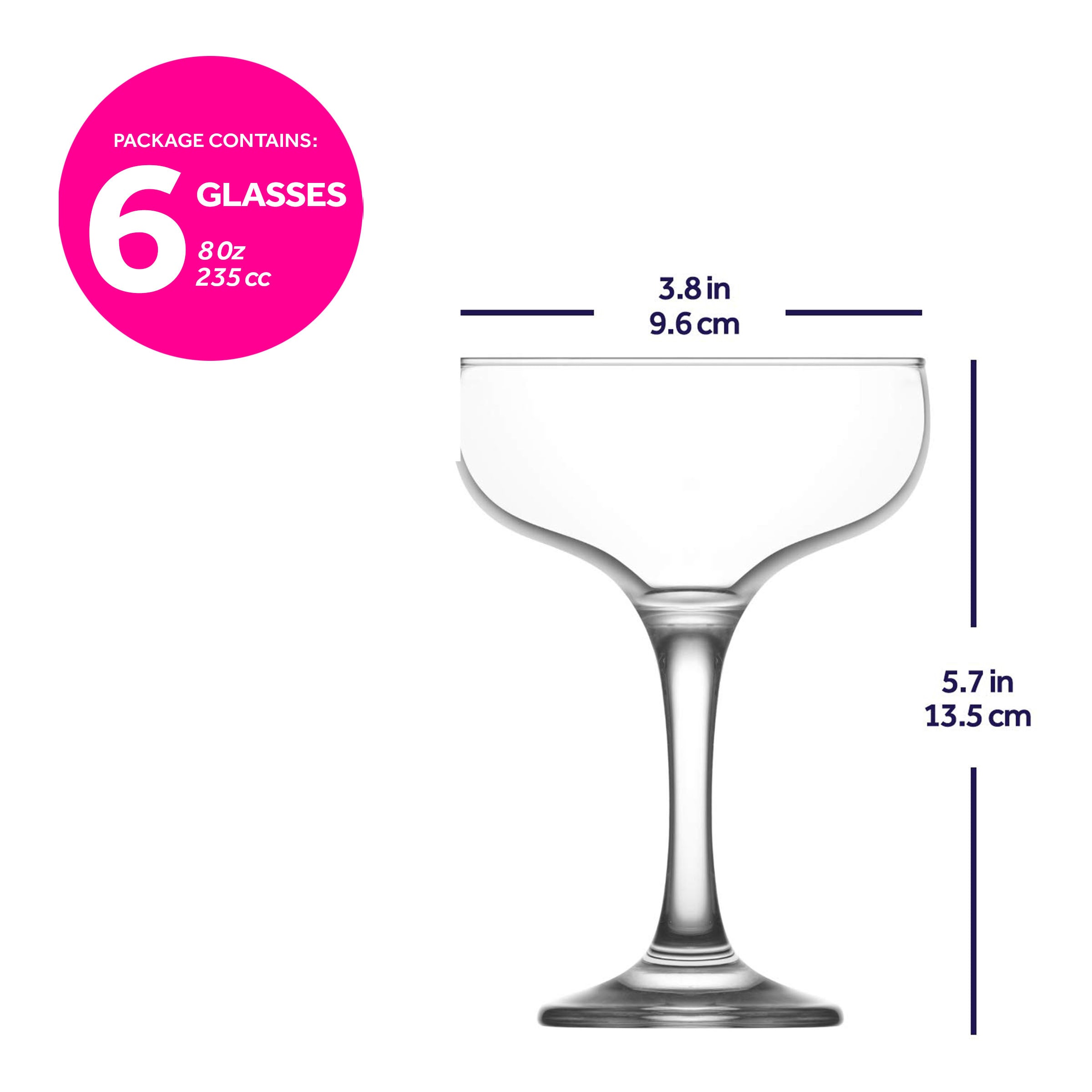  LAV Misket Coupe Cocktail Glass 6-Piece Set - Clear - Bonton