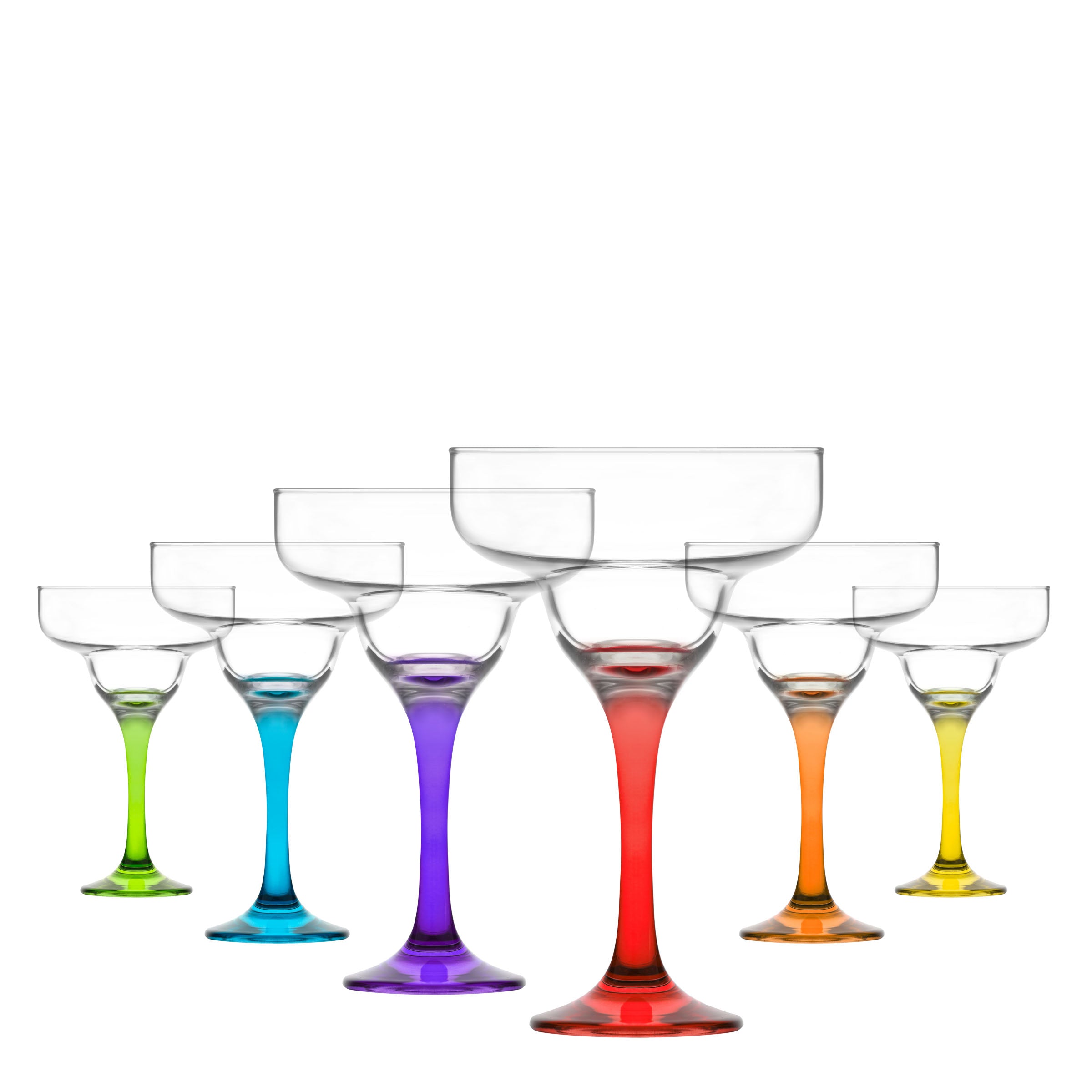  LAV Misket Multi Colored Margarita Cocktail Glasses 6-Piece Set - Clear - Bonton