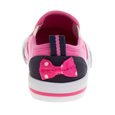 Disney Minnie Mouse Girls No Lace Shoes - Disney Character Loafer Low Top SlipOn Casual Tennis Canvas Sneakers (Size 5-12 Toddler)