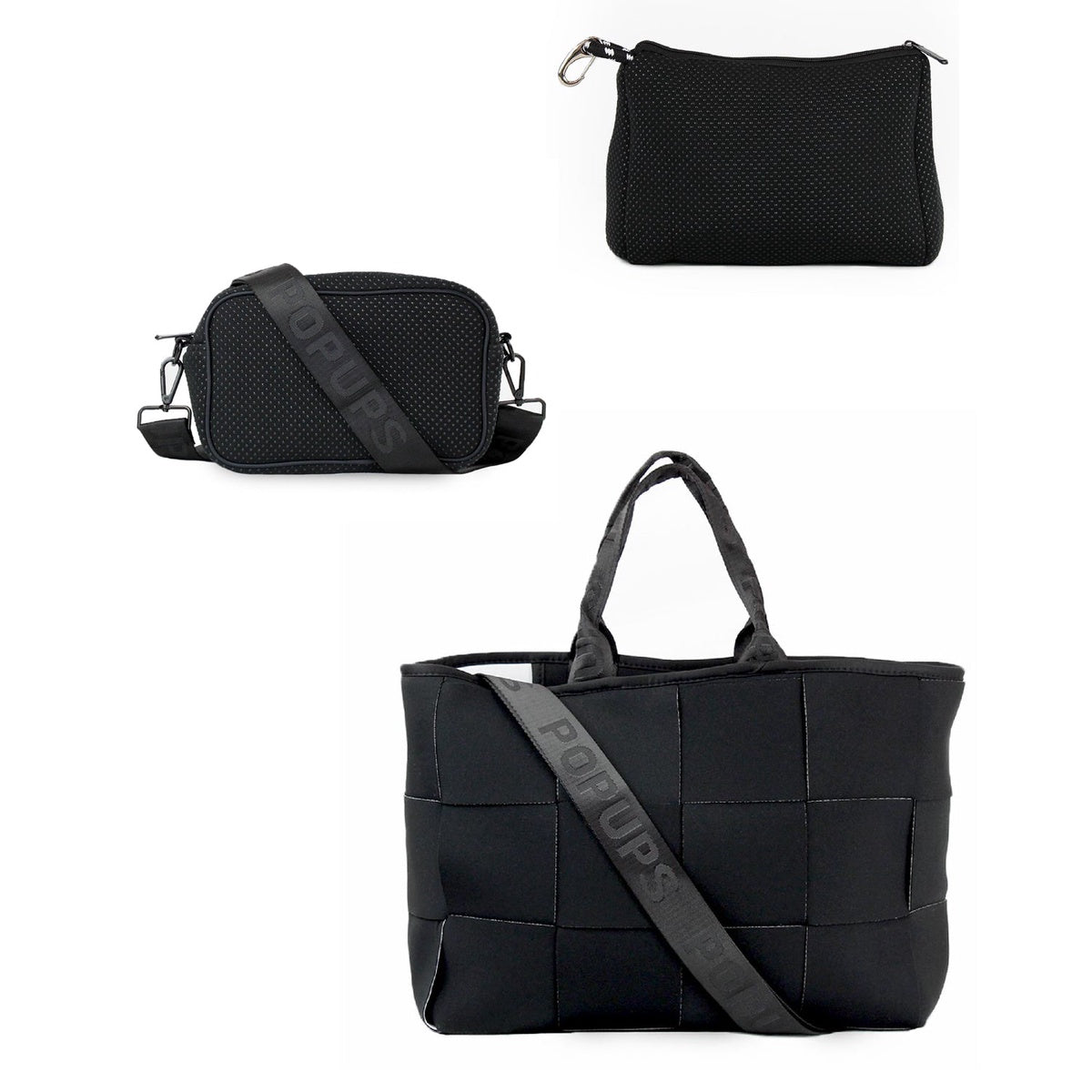  Pop Ups Brand Icon Tote + Camera Bag + Pouch - Black - Default Title - Bonton