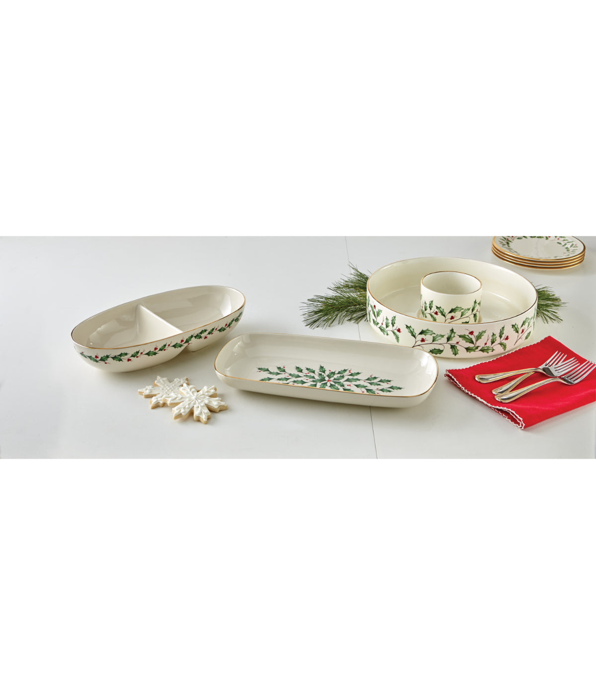  Lenox Holiday Chip And Dip - Ivory - Bonton