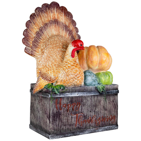 20.25" Turkey and Pumpkins 'Happy Thanksgiving' Decoration