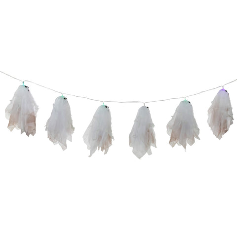 Color Changing Hanging Ghost Halloween Lights- Multi - 3.25' Clear Wire - 6ct
