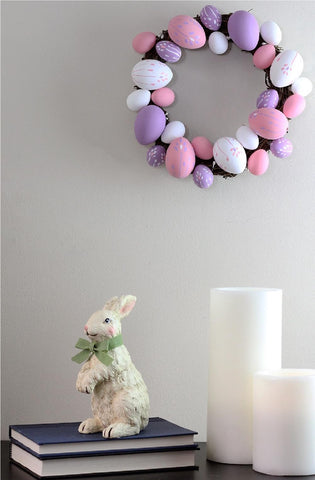 10" Pastel Pink  Purple and White Easter Egg Spring Wreath
