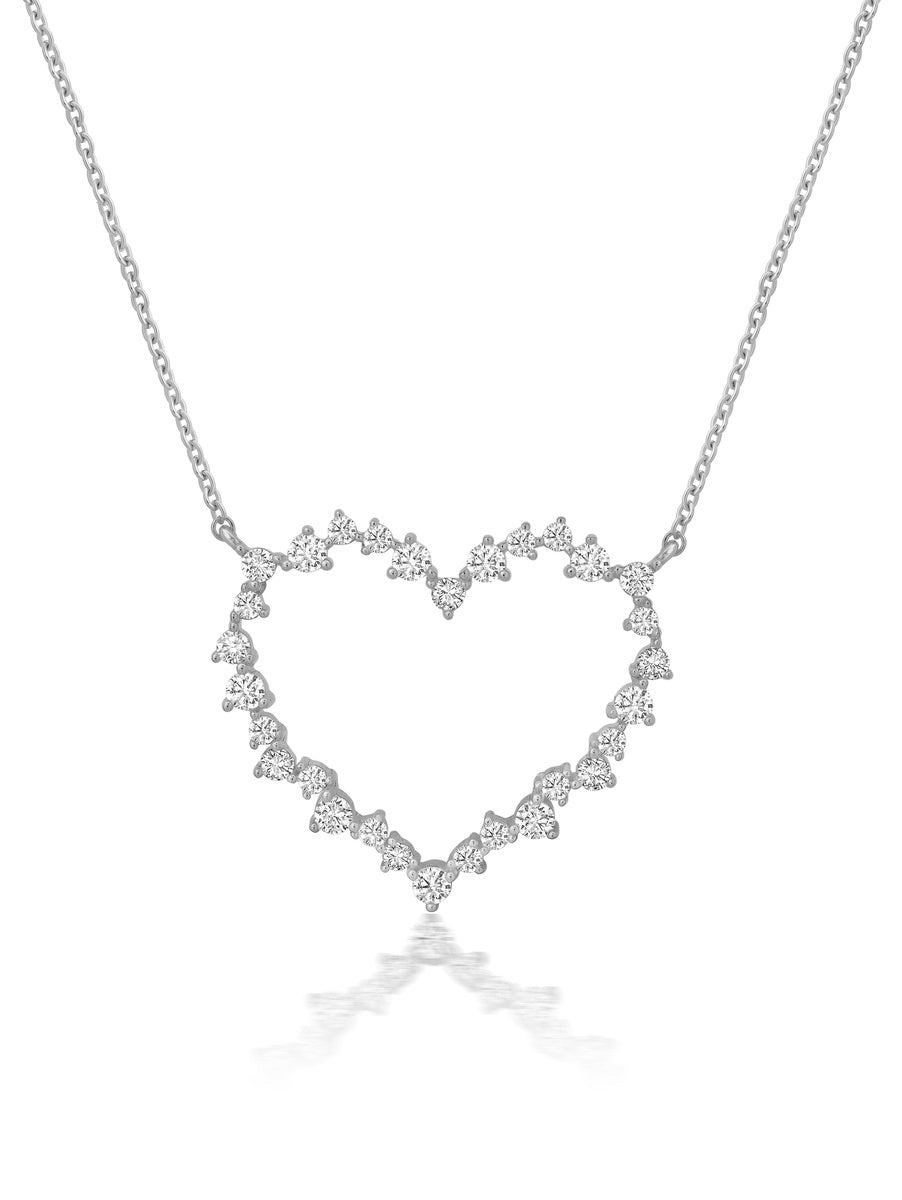  CRISLU Adore Open Heart Necklace in Platinum - Pure Platinum - Bonton