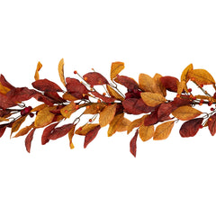 5' X 8" Berries With Orange and Red Leaves Artificial Fall Harvest Garland  Unlit